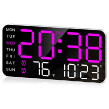 8.4In Large Digital Wall Clock,Led Alarm Clock with  Digits, Date, Temperature, DST, for Room, Bedroom, Gift,