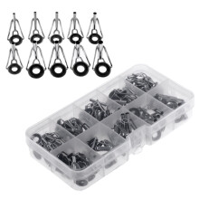 80pcs Fishing Rod Guides Tip Rings Set Rod Repair Kit DIY Eye Ring wit