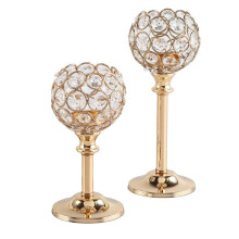 European Metal Crystal Candle Holders Desktop Decoration Gold Candle Holders Wedding Home Decoration 2 Pcs