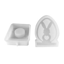 Silikon-Kerzenhalter-Form, Niedlicher Hase, Kerzenständer-Ornament-Form, Zement-Kerzenständer, Kunstharz, Gips-Gussformen