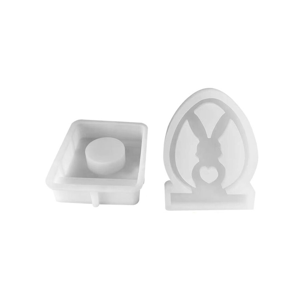 Tauoh Silicone Candle Holder Mold Cute Bunny Candlestick Ornaments Mould Cement Candlestick Resin Casting Plaster Making Molds