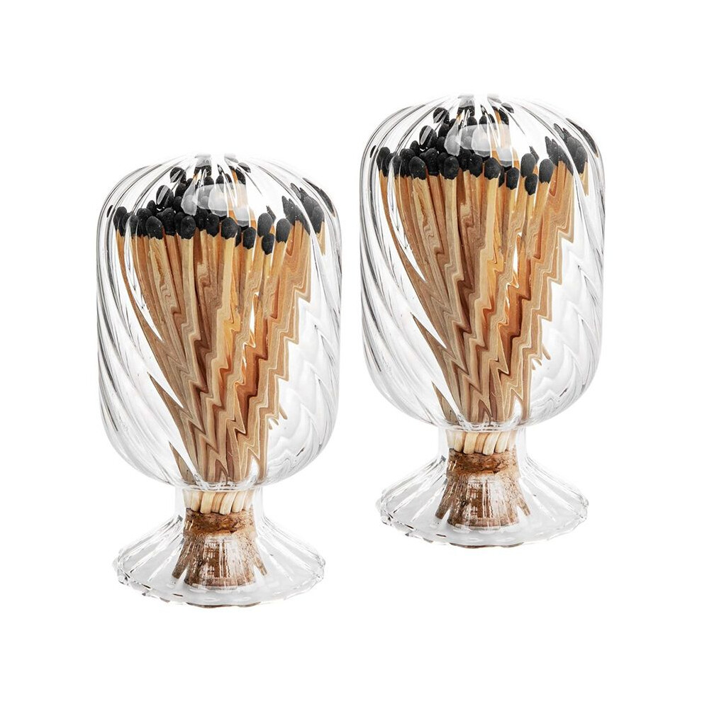 Tauoh 2 Set Helix Shaped Match Holder, Glass Matches Cloche For 4 Inch, Upside Down Match Holder Jar Not Include Matches