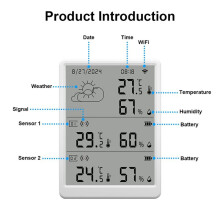 WiFi Slimme Temperatuur-Vochtigheidsmeter met Sensor-App Afstandsbediening Digitale Temperatuur-Vochtigheidssensor Spraakbesturing