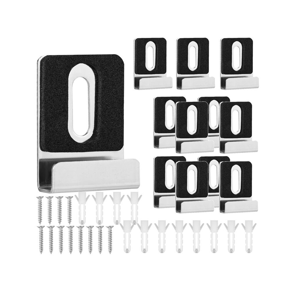 12Pcs Metal Mirror Holder Kit, Mirror Clips With Screws Rubber Pads Mirror Hooks Heavy Duty Mirror Hanger Hardware 4712095756996