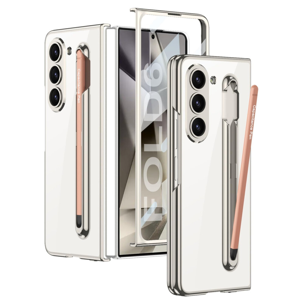 Shockproof Slim Case With Screen Protector And Pen Holder Transparent For Galaxy Z Fold6 Light/Gray 9169991084664