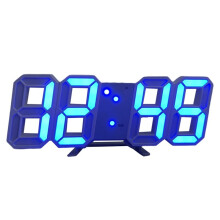 3D Digital Alarm Clock Wall LED Clock Desktop Alarm Clock with Temperature Suitable for Home Kitchen and Office B