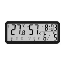 LCD Digital Clock with Simple Operate Temperature Humidity and Date Display for Home and Office Decoration