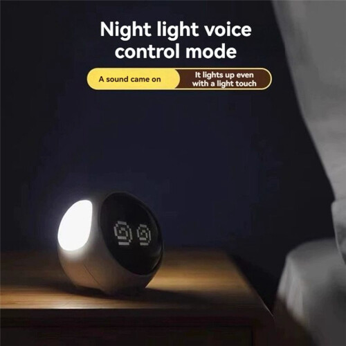 Cute Child Room Alarm Clock Multifunctional Voice Controlled Light Alarm Clock LED Digital Night Mode Expression A 1