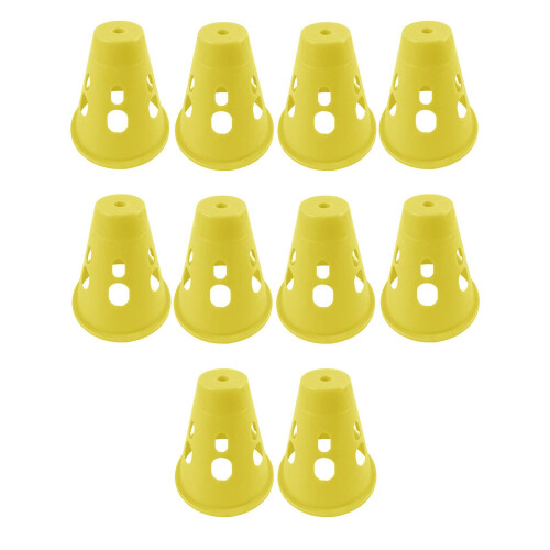 10pcs Light Up Inline Roller Skating Cones LED Pile Cup Roadblocks Yel