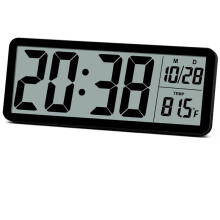 Horloge Murale NumĂ©rique LCD Facile Ă RĂ©gler, Écran LCD de 8,5 Pouces avec Affichage de L'Heure, de la Date et de la TempĂ©rature, pour Chambre Ă