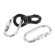 Swing Swivel Rotational for Rock Climbing 1 Ring 2 Carabiners Black