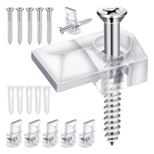 32Pack Mirror Holder Clips,Clear Plastic Mirror Clip,Frameless Mirror Mounting Hardware,Mirror Holders for Wall Mounting