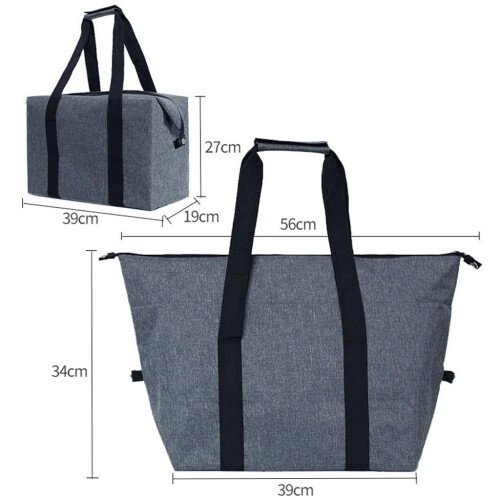 Picnic Storage Bag Folding Cooler Handbag Food Container for Work Grey 1