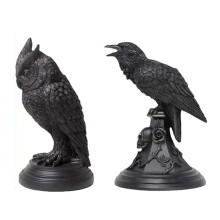 Candelabro de Cuervo Gótico, Candelabro Retro de Búho Negro, Escultura de Resina, Estatua Artesanal de Halloween, Decoración del Hogar.