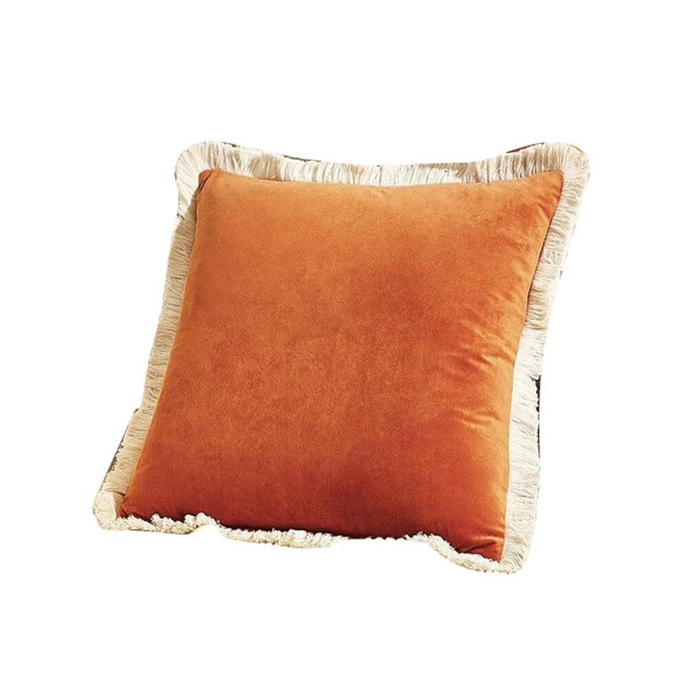 Tauoh Soft Velvet Decoration Pillow Cover Sofa Cushions, Orange,18X18inch