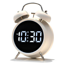 Clock for Sleepers Retro Metal Bell,Large Numbers Display with Backlight, Small Bedside Digital Clock for Bedrooms B