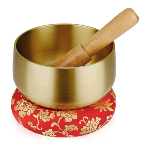 Conjunto de Tigelas Tibetanas para Canto - Tigelas Sonoras de 4 Polegadas com Martelo de Madeira e Almofada, para Ioga, Cura de Chakras e Alívio Do