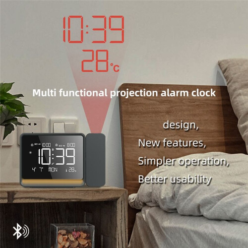 Projection Alarm Clock  WeatherStation with Atmosphere Night Light Temperature Display Thermometer Table Clock 2