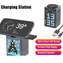 6 in 1 Magnetic Wireless Charger Stand Speaker Alarm Clock for 16 15 14 Pro Max Watch