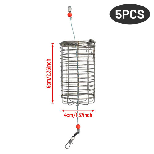 5x Solid Fishing Feeder Cage Basket Container Carp Crab Attract Lure C 1