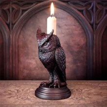 Gothic Crow Candle Holder Retro Black Owl Candlestick Resin Sculpture Halloween Statue Atmosphere Home Decoration