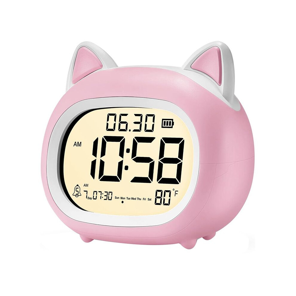 Kids Alarm Clock With Night For Kids,Digital Alarm Clocks For Bedrooms, Routine Builder,Cute Cat Alarm Clock Light