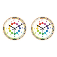 2X Lautlos Nicht Tickend Kinder Wand Uhr Batterie Betrieben Bunte Dekorative Uhr für Kinder Schlafzimmer Schule Klassenzimmer