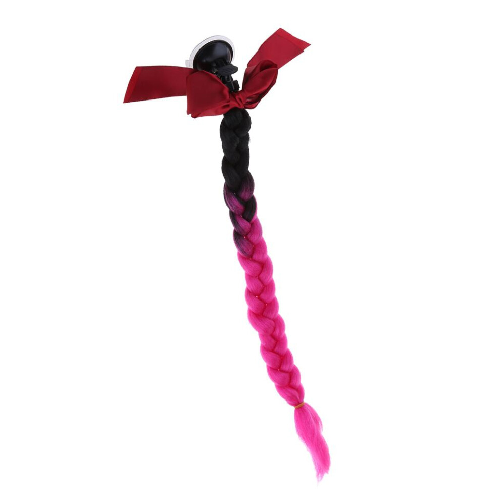 Helmet Pigtail Bowknot Helmet Ponytail For Suction Ombre To Fuch Black 6902695817342