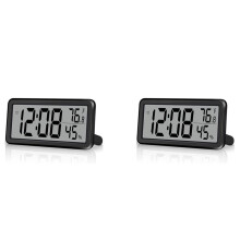 2X Digital Alarm Clock,Desk Clock,Battery Operated LCD Electronic Clock Decorations for Bedroom Kitchen Office - Black