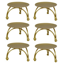 European Style Candlestick Iron Candle Holders Retro Round Table Golden for Home Festive Ornament 6Pcs