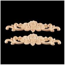 6Pcs 20 x 5cm Wood Carved Long Onlay Applique Unpainted Rose Flower Door Home Decor European Style