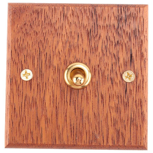 4X 86 Type Solid Wood Panel  Wall Light Retro Brass Toggle  Wood Grain Electrical  Socket 1- 2