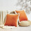 Capa de Almofada Decorativa de Veludo Macio para Sofá, Laranja, 18x18 Polegadas 2