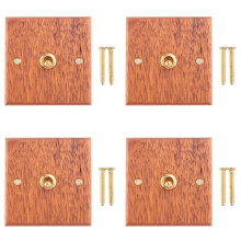 4X 86 Type Solid Wood Panel Wall Light Retro Brass Toggle Wood Grain Electrical Socket 1-