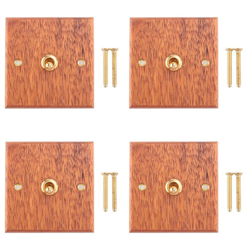 4X 86 Type Solid Wood Panel  Wall Light Retro Brass Toggle  Wood Grain Electrical  Socket 1-