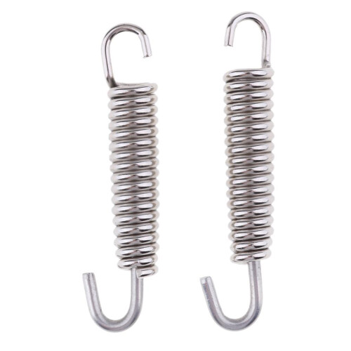 2Pcs 65mm Motorcycle Stainless Steel Exhaust Pipe Muffler Spring Hook 2