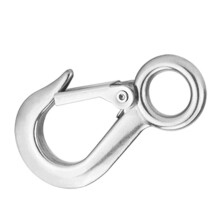 Strong Stainless Steel Eye Hook w/ Clevis Safety Latch for Winch Cable