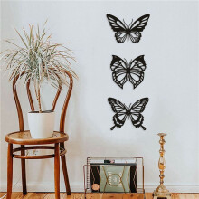 6 Pièces Papillon Métal Décoration Murale Noir Papillon Métal Tenture Murale Décor Ferme Rustique Maison Bureau Chambre Décor
