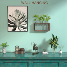 2X Terrarium pour Plantes avec Support En Bois, Station de Propagation de Plantes Vivantes Suspendues AU Bureau/Murales Tubes En Verre Hydroponique