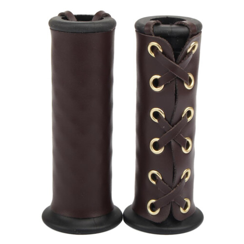 Artificial Leather Motorcycle Grip Covers Vibration Dampening Brown 1