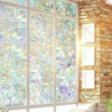 3X Film de Fenêtre 3D Arc-En-Ciel Réfléchissant Décoratif Confidentialité Statique S'Accroche Autocollant en Verre