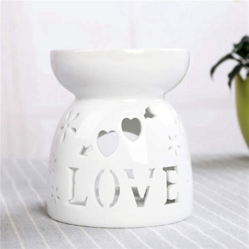 2X Ceramic Diffuser Candle Burner Ceramic Burning Essential Oils Diffusers Aromatic Lamp -Love 2