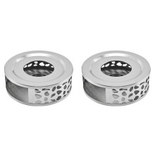 2X Teewärmer Kaffeewärmer Aus Edelstahl mit Teelichthalter Teesockel Hohl Geschnitztes Design Heizung Kaffeewärmer