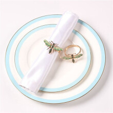 24Pcs Dragonfly Napkin Buckle Napkin Ring Alloy Green Insect Dragonfly Drip Diamond Buckle Paper Towels Napkin Holder