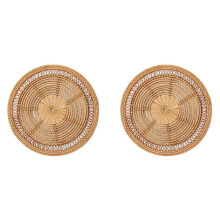 2X Home Woven Wall Basket Natural Boho Home Decor Decorative Rattan Decor Woven Wall Decor Woven Wall Hanging