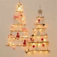2X Bricolage en Bois Arbre de Noël en Bois Tenture Murale Arbre de Noël Nouvel Un Décoration pour La Maison Ornements Blanc