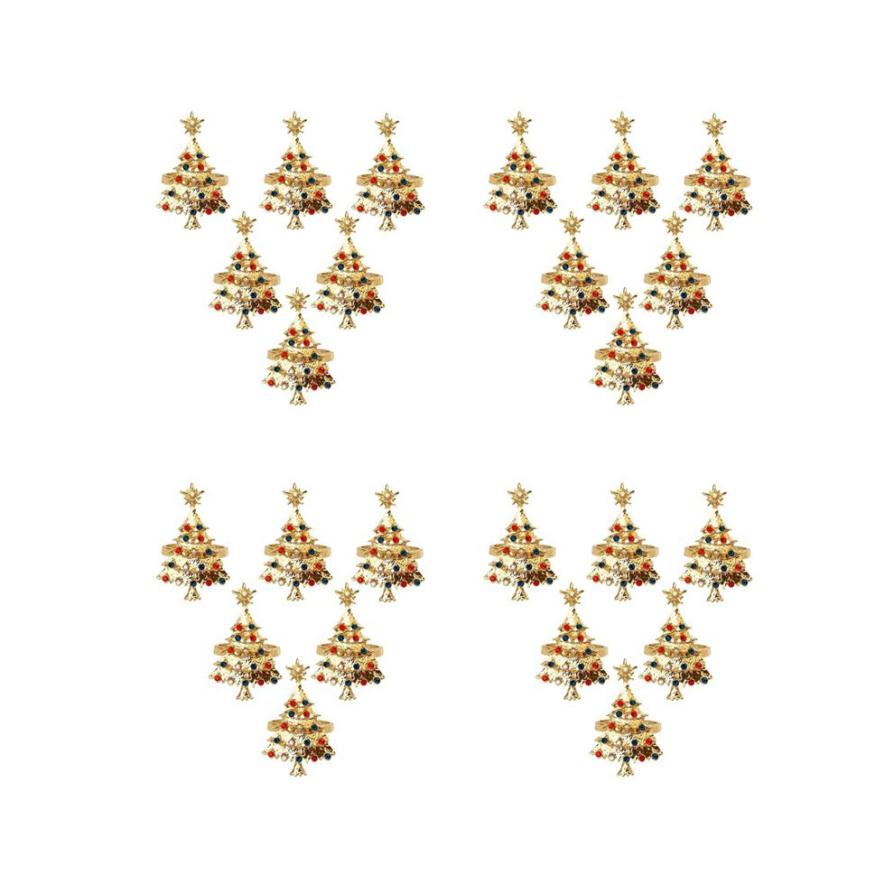 Semoic Gold 24Pcs Christmas Napkin Button Napkin Ring Napkin Ring Cloth Ring Diamond Christmas Napkin Rings