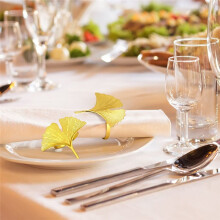 Serviettenringe 12Er-Set, Serviettenringe Aus Ginkgo-Blatt, Hochzeit, Goldene Serviettenschnalle für Tischdekoration zum Erntedankfest
