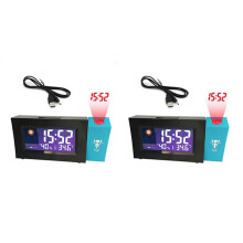 2X Proiezione Sveglia Digitale Data Funzione Snooze Angolo Regolabile Retroilluminazione Proiettore Orologio Un LED con Proiezione del Tempo