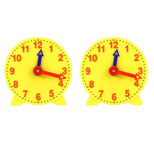 2pcs 4 Inch Student Learning Clock  Model Teacher Gear Clock 12/24 Hour School Learning Tools